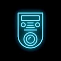 Blue neon intercom system glowing on black background vector