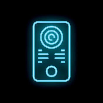 azul neón intercomunicador sistema brillante en negro antecedentes vector