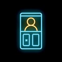 Neon icon of smartphone showing user profile with delete account option vector