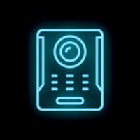 Neon intercom icon glowing on dark background vector