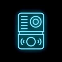 Blue neon intercom system on a black background vector