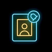 Neon icon showing new user notification with bell on mobile phone screen vector