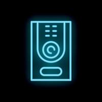 Neon intercom system glowing on black background vector