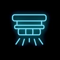 Neon smoke detector icon detecting smoke with beams of light vector