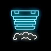 Neon smoke detector icon detecting smoke on black background vector