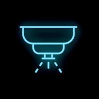 Neon fire sprinkler system activating on black background vector