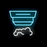 Smoke detector detecting smoke in neon style vector