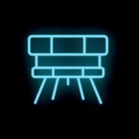 Neon icon of an automated farming machine working the field vector