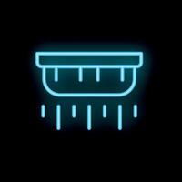 Neon smoke detector icon detecting smoke on black background vector