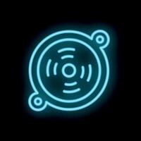 Neon icon of computer cooler cpu cooling system with heatsink fan vector