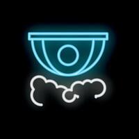 Neon icon of security camera recording in clouds vector