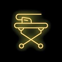 Neon icon of a medical gurney on wheels for transporting patients vector