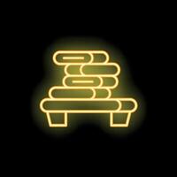 Glowing neon icon of stones piled on bench for wellness vector