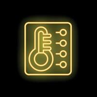 Neon icon of thermometer showing increasing temperature vector