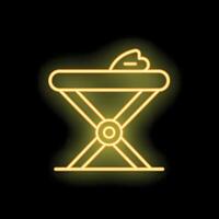 Ironing board with iron on it glowing neon icon vector