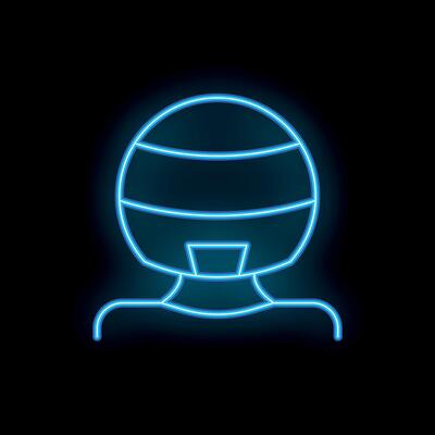 Neon sign showing upper body silhouette wearing helmet