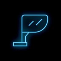 Blue neon sign showing car side mirror on black background vector