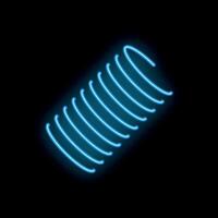 Blue neon sign shaped like a spring glowing on black background vector
