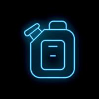 Blue neon sign of jerrycan on black background vector