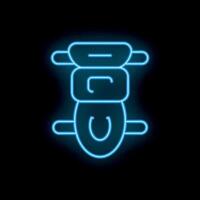 Blue neon sign of a scooter front view on a black background vector