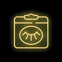 Neon glowing icon of eye test chart on clipboard on black background vector