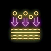 Neon icon of molecules penetrating layers of skin vector