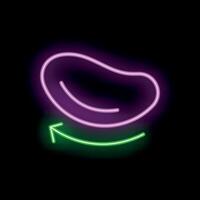 Neon purple bean rotating with green circular arrow on black background vector
