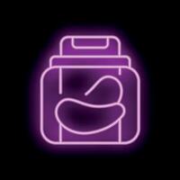Neon sign of a jar filled with pickled gherkin cucumber on black background vector