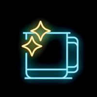 Neon icon of clean and shiny mug sparkling cleanliness vector