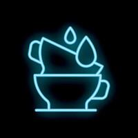Neon icon of two cups being washed with water drops vector