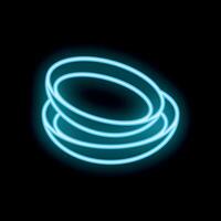 Blue neon light forming concentric circles on black background vector