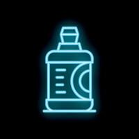 Neon icon of protein powder container supplement for bodybuilding vector