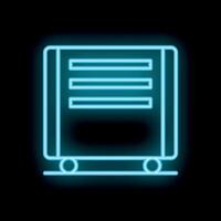 Blue neon sign of mobile server for data center on black background vector