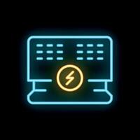 Neon sign showing mining rig for cryptocurrency mining farm vector