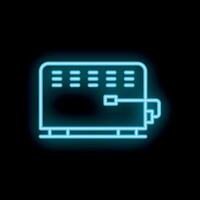 Blue neon icon of a generator providing emergency power vector