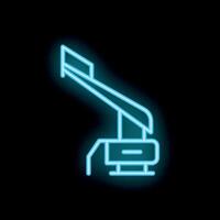 Neon style icon of scissor lift platform on black background vector