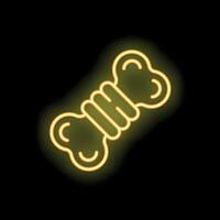 Yellow neon sign showing a dog bone on black background vector