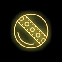 Neon style icon showing measuring tape taking measurement on round surface vector