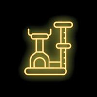 Neon cat tree icon glowing on dark background vector