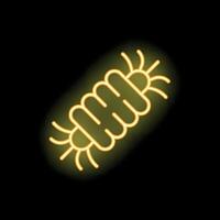 Yellow neon style escherichia coli bacteria icon glowing on black background vector