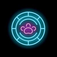 Neon sign of pet friendly place with paw print icon vector