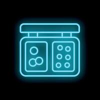 Neon sign representing a makeup palette with eyeshadows and blush on a black background vector