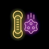 Neon thermometer showing decreasing virus contamination level vector