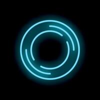Blue neon light glowing circle frame on black background vector
