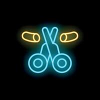 Neon scissors cutting cigarette for stop smoking concept vector