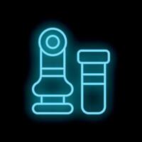 Neon icon of medical device for taking urine sample for analysis in laboratory vector