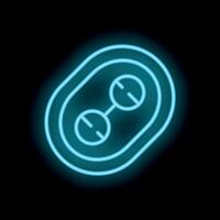 Glowing neon icon of double electrical socket on black background vector