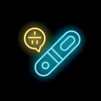 Neon icon of pregnancy test showing negative result with minus sign vector