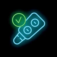 Neon icon of car key with remote control showing check mark vector