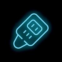 Neon icon of glucometer showing blood glucose level vector